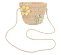 JEWEDECO Modische Kleiner Strohtasche für Mädchen Gewebte Umhängetasche Leichte Beuteltasche mit Schultergurt Beige