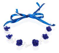 JEWEDECO Perlenhaarband mit Blauen Rosen aus Polymer Ton Leichtes und Tragbares Stirnband Accessoire für Brautfrisur bei Hochzeit und Party