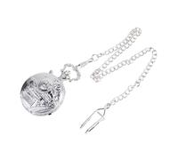JEWEDECO Vintage Taschenuhr Silber Lokomotivmotiv aus Legierung mit Flimmuhr Deckel Dekorative Taschenuhr für Herren