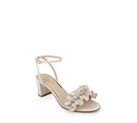 Jewel Badgley Mischka Damen Desirie Ruffle Block Heel Sandale mit Absatz, Champagner, 39 EU