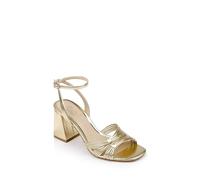 Jewel Badgley Mischka Damen Michelle Metallic Riemchen Block Heels Sandale mit Absatz, Gold, 38 EU