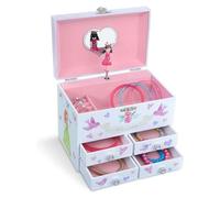 Jewelkeeper - Märchenprinzessin und Herzen große Musikschmuck-Aufbewahrungsbox mit 4 ausziehbaren Schubladen - Tanz der Zuckerfee Melodie Weiß