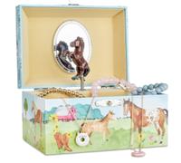Jewelkeeper Schmuckkastchen fur Madchen Musikalische Schmuckschatulle im Scheunendesign mit sich drehender Pferdepuppe Pony-Zeug fur Madchen,