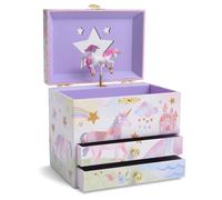 Jewelkeeper Schmuckschatulle mit Spieluhr und 2 ausziehbaren Schubladen Einhorn-Geschenke fur Madchen Aufbewahrungsbox mit Glitzer, Regenboge