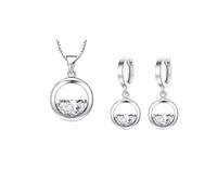 jewellery schmucksets aus 925er sterlingsilber für damen und mädchen, teenager - runder zirkonia-anhänger, verstellbare halskette, ohrringe, ohrstecker-set, hochzeits-statement-accessoires-schmuck