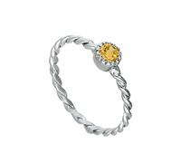 jewellerybox Sterlingsilber & Citrin CZ Kristall November Geburtsstein Gedrehtes Seil Ring Größe 58 (Erhältlich 48-63)