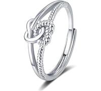 jewelry Girl Products One Unbreakable Bond Double Band Knotted Ring, nautische Doppelseilknotenversprechungsring, einstellbarer Designer inspiriert zwei Töne Crossover -Band Ring 18k Gold Plated