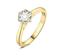 JewelryPalace 0.5ct Rund Moissanite Solitär Promise Ring Damen, Braut Schmuck Set, Verlobungsring Damenring Ringe 14K Gelbgold Vergoldet mit Stein für Frauen, Jubiläum Eheringe 60