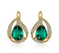 JewelryPalace 3.7 ct Luxus Grün Simulierte Nano Smaragd Ohrstecker Ohrring 925 Sterling Silber Gelb Vergoldet