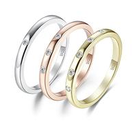 JewelryPalace 3 Ringe Silber 925 Damen Rosegold, Zirkonia Band Ring Damen, Hochzeitsring Damenring Gold Trauring Ehering Frauen, Vorsteckring Stapelring Bandring Schmal mit Stein, Ringe Set Schmuck 59