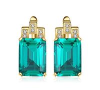 JewelryPalace 7.6ct Blauer Spinell Ohrringe aus 14K Gelbgold vergoldet Damen, Grün Schmuck Set, Statement Ohrringe Edelstein Mädchen, Ohrstecker mit Stein Frauen Geschenk vergoldet