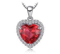 JewelryPalace Herz des Ozeans 3.9ct Erstellt Rubin Ketten Anhänger 45CM, Rote Schmuck Set, Liebe Halskette Damen Silber 925 Collier Damen Edelstein Mädchen, Modeschmuck mit Roter Stein Frauen