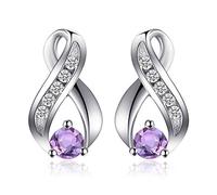 Jewelrypalace Infinity Echt Amethyst Ohrstecker Silber 925 Damen, Knoten Violett Schmuck Set, Ohrringe Silber Unendlichkeit Edelstein Mädchen, Ohrstecker Unendlich Silber mit Stein Frauen