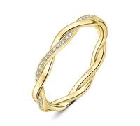 JewelryPalace Infinity Seil Verdrehter Zirkonia Band Ring Damen, Unendlichkeit Hochzeitsringe Damenring Silber 925 Trauringe Eheringe Frauen, Vorsteckring Stapelring Ring Bandring Schmal Vergoldet 55