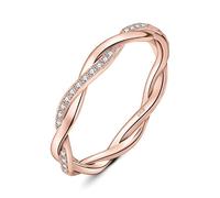 JewelryPalace Infinity Seil Verdrehter Zirkonia Band Ring Damen, Unendlichkeit Hochzeitsringe Damenring Silber 925 Trauringe Eheringe Frauen, Vorsteckring Stapelring Ring Bandring Schmal Rosegold 62