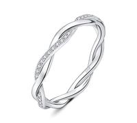 JewelryPalace Infinity Seil Verdrehter Zirkonia Band Ring Damen, Unendlichkeit Hochzeitsringe Damenring Silber 925 Trauringe Eheringe für Frauen, Vorsteckring Stapelring Ring Bandring Schmal 57