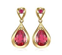 JewelryPalace Infinity Tropfen 8.8ct Erstellt Rubin Ohrhänger Ohrstecker Silber 925 Damen, Rot Stein Schmuck Set, Ohrringe Silber Unendlichkeit Edelstein Mädchen Schmuck, Geschenk für Frauen Vergoldet