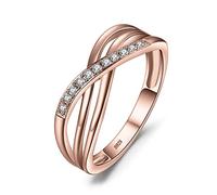 JewelryPalace Infinity Wickelring Verlobungsring Unendlichkeit Promise Eheringe Ring Silber 925 Damen, Zirkonia Silberringe Trauringe Hochzeitsringe Antragsring Ringe, Damen Schmuck Rosegold 50