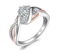JewelryPalace Infinity Zirkonia Damen Ring, Verlobungsringe Silber 925 Damen, Unendlichkeit Promise Ring Rosegold, Simulierter Diamant Hochzeitsringe, Frauen Schmuck mit Stein