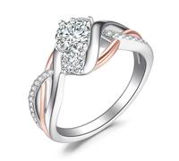 JewelryPalace Infinity Zirkonia Damen Ring, Verlobungsringe Silber 925 Damen, Unendlichkeit Promise Ring Rosegold, Simulierter Diamant Hochzeitsringe, Frauen Schmuck mit Stein