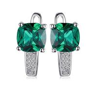 JewelryPalace Kissenschliff 2.9ct Simulierter Smaragd Ohrringe Silber 925 Damen, Grün Stein Schmuck Set, Ohrringe Silber Edelstein Mädchen, Creolen Ohrstecker Silber Frauen Geschenk Rosegold Gold