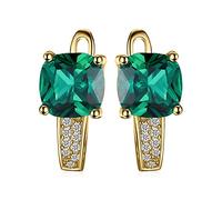 JewelryPalace Kissenschliff 2.9ct Simulierter Smaragd Ohrringe Silber 925 Damen, Grün Stein Schmuck Set, Ohrringe Silber Edelstein Mädchen, Creolen Ohrstecker Silber Frauen Geschenk Rosegold Gold