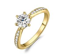 JewelryPalace Klassisch 0.5ct Rundschliff Moissanite Solitär Promise Ring Damen, Verlobungsring Damenring Ringe 14K Gelbgold Vergoldet mit Stein für Frauen, Eheringe 51