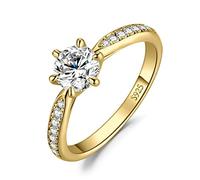 JewelryPalace Klassisch 0.5ct Rundschliff Moissanite Solitär Promise Ring Damen, Verlobungsring Damenring Ringe Silber 925 mit Stein für Frauen, Simulierte Diamant Jubiläum Eheringe Vergoldet 50