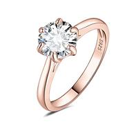 JewelryPalace Klassisch 8mm 2ct Rundschliff Moissanite Solitär Promise Ring Damen, Verlobungsring Damenring Ringe Silber 925 mit Stein für Frauen, Simulierte Diamant Jubiläum Eheringe Rosegold 54