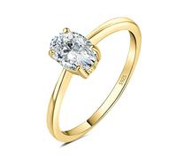 JewelryPalace Klassisch Ovalschliff 1ct Moissanite Solitär Promise Ring Damen, Schmuck Set, Verlobungsring Damenring Silber 925 mit Stein für Frauen, Simulierte Diamant Jubiläum Eheringe Vergoldet 50