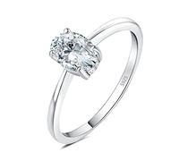 JewelryPalace Klassisch Ovalschliff 1ct Moissanite Solitär Promise Ring Damen, Schmuck Set, Verlobungsring Damenring Silber 925 mit Stein für Frauen, Simulierte Diamant Jubiläum Eheringe Silberring 51