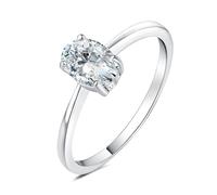 JewelryPalace Klassisch Ovalschliff 1ct Zirkonia Solitär Promise Ring Damen, Schmuck Set, Verlobungsring Damenring 14K Weißgold Vergoldet mit Stein für Frauen, Eheringe 58