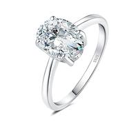 JewelryPalace Klassisch Ovalschliff 2ct Zirkonia Solitär Promise Ring Damen, Schmuck Set, Verlobungsring Damenring Silber 925 mit Stein für Frauen, Simulierte Diamant Jubiläum Eheringe Silberring 55