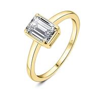 JewelryPalace Klassisch Smaragdschliff 1ct Zirkonia Solitär Promise Ring Damen, Schmuck Set, Verlobungsring Damenring Silber 925 mit Stein Frauen, Simulierte Diamant Jubiläum Eheringe Vergoldet 54