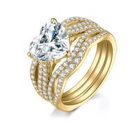 JewelryPalace Liebe Herz 3ct Zirkonia Solitär Ring Damen, Verlobungsringe Silber 925 Promise Ring Frauen, Hochzeitsring Trauring Simulierter Diamant Vorsteckring Band, Ringe Set Schmuck Rosegold Gold