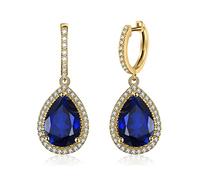 Jewelrypalace Luxus Tropfenschliff 12.4ct Erstellt Blau Saphir Ohrhänger Gold, Ohrringe Silber 925 Mädchen Echt Silber Creolen Damen 925, Blauer Stein Ohrringe Modeschmuck Ohrringe, Schmuck Set Frauen