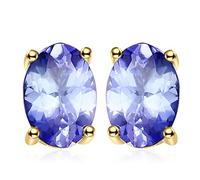 JewelryPalace Oval 1ct Echt Tansanit Solitär Ohrstecker Silber 925 Damen, Blau Naturstein Braut Schmuck Set, Ohrringe Silber Edelstein Mädchen,Ohrstecker Silber Klein Schmuck Frauen Geschenk Vergoldet