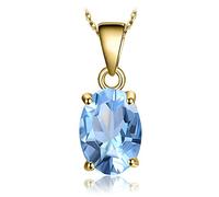 JewelryPalace Oval 2.1ct Himmelblau Spinell Solitär Kette Anhänger Schmuck Set aus 14K Gelbgold vergoldet Halsketten Damen Collier Mädchen Ketten Geschenk 45CM