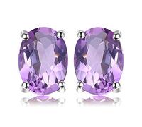 JewelryPalace Ovalschliff 1.4ct Echt Amethyst Solitär Ohrstecker Silber 925 Damen, Lila Stein Schmuck Set, Ohrringe Silber Edelstein Mädchen, Ohrstecker Silber Schmuck Frauen Geschenk