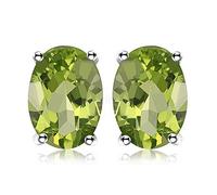 JewelryPalace Ovalschliff 1.8ct Echt Grüner Peridot Birthstone Ohrstecker Silber 925 Damen, Schmuck Set, Ohrringe Silber Edelstein Mädchen, Ohrstecker Silber Klein mit Stein Frauen Geschenk