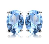 JewelryPalace Ovalschliff 1.9ct Natur Himmel Blauer Topaz Birthstone Ohrstecker Silber 925 Damen, Schmuck Set, Ohrringe Silber Edelstein Mädchen, Ohrstecker Silber Klein mit Stein Frauen Geschenk