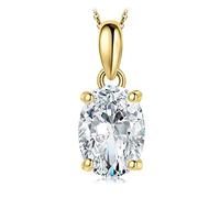 JewelryPalace Ovalschliff 2ct Moissanite Kette Anhänger, Braut Simulierter Diamant Schmuck Set, Halskette Damen Silber 925 Collier Damen mit Stein, Schmuck Mädchen Geschenk für Frauen Vergoldet 45CM