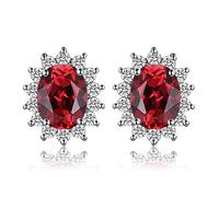 JewelryPalace Prinzessin Diana Kate Middleton 1.3ct Echt Garnet Ohrstecker Silber 925 Damen, Schmuck Set Rot, Ohrringe Silber Zirkonia Edelstein Mädchen, Ohrstecker Silber mit Stein Frauen Geschenk