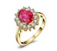 JewelryPalace Prinzessin Diana Kate Middleton 3.2ct Erstellt Rubin 14K Gelbgold Vergoldet, Verlobungsring Eheringe Promise Verlobung Ring Damen, Antragsring Ringe, Edelstein Damen Schmuck 63