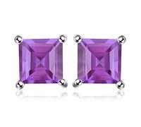 JewelryPalace Quadrat Schliff 0.6ct Echt Amethyst Ohrstecker Silber 925 Damen, Violett Schmuck Set, Ohrringe Silber Edelstein Mädchen, Ohrstecker Silber klein mit Stein Frauen