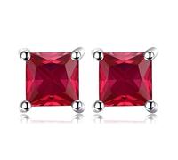 JewelryPalace Quadrat Schliff 0.6ct Erstellt Rubin Ohrstecker Silber 925 Damen, Rot Schmuck Set, Ohrringe Silber Edelstein Mädchen, Rubinrot Ohrstecker Silber klein mit Stein Frauen