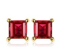 JewelryPalace Quadrat Schliff 0.7ct Echt Granat Ohrstecker Silber 925 Damen, Rot Schmuck Set, Ohrringe Silber Edelstein Mädchen, Ohrstecker Silber klein mit Stein Frauen Vergoldet