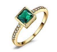 JewelryPalace Quadrat Schliff Edelstein Blauer Saphir Grüner Simulierter Smaragd Ring Damen, Schmuck Set, Verlobungsring Solitär Ring Silber 925 mit Stein, Ringe Frauen mit Zirkonia Rosegold Gold