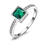 JewelryPalace Quadrat Schliff Edelstein Blauer Saphir Grüner Simulierter Smaragd Ring Damen, Schmuck Set, Verlobungsring Solitär Ring Silber 925 mit Stein, Ringe Frauen mit Zirkonia Rosegold Gold