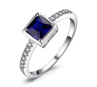 JewelryPalace Quadrat Schliff Edelstein Blauer Saphir Grüner Simulierter Smaragd Ring Damen, Schmuck Set, Verlobungsring Solitär Ring Silber 925 mit Stein, Ringe Frauen mit Zirkonia Rosegold Gold